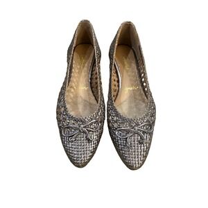 Trotters‎ Woven Pewter Metallic Ballet Flats Pointed Toe Bow Women's Size 5